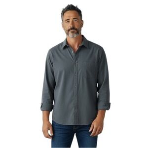 ALFANI XXL Dusty Blue Poly Blend Sueded Button Down R $65